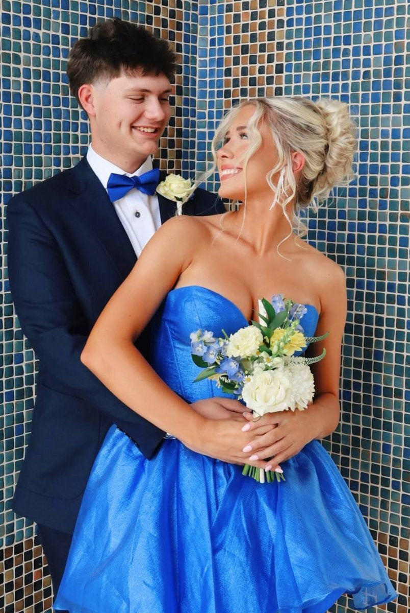 Mili | Royal Blue - A-line Sweetheart Satin Short Homecoming Dresses