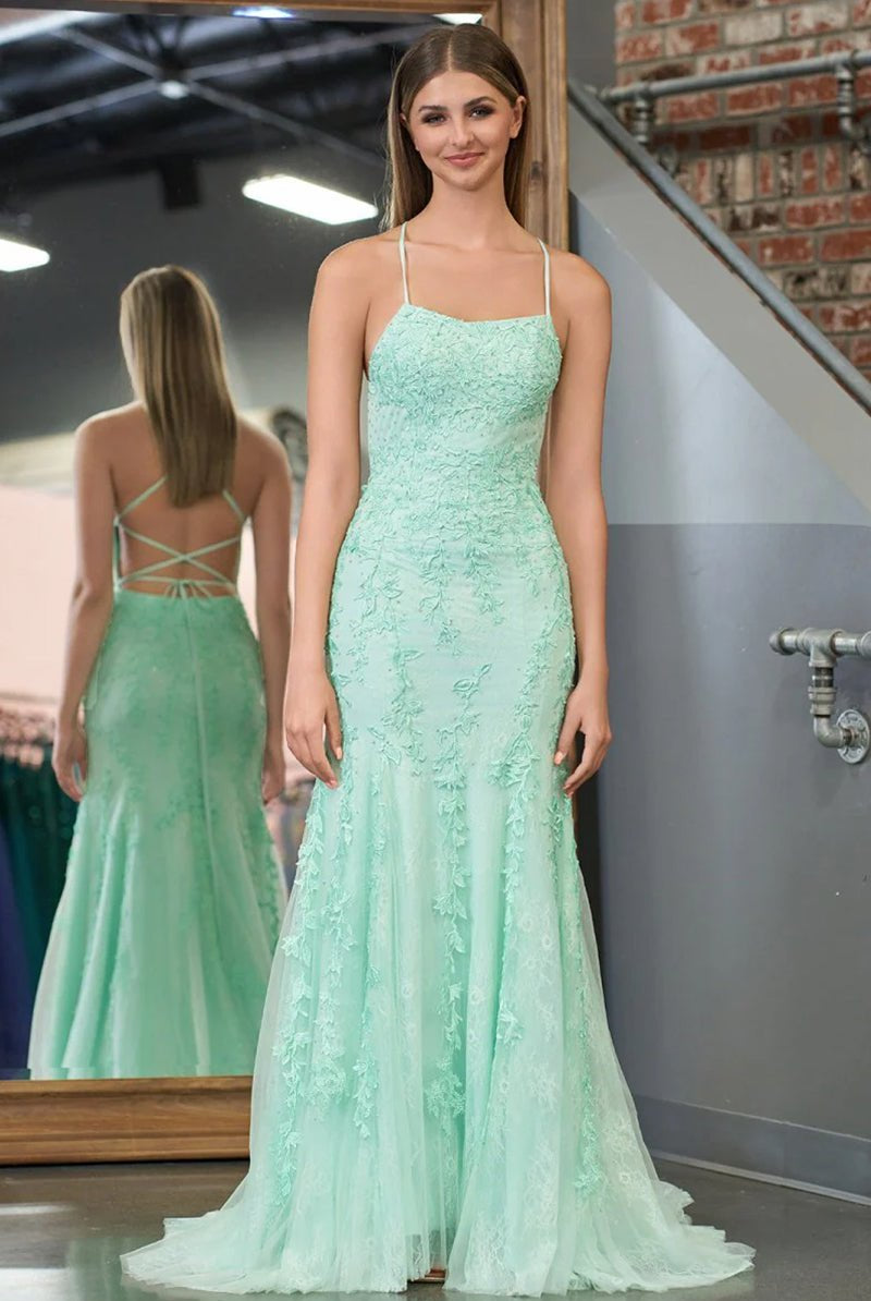 Lucille |Mermaid Spaghetti Straps Lace Prom Dress