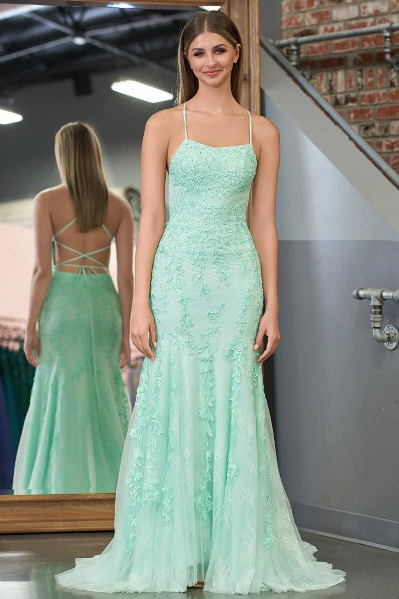 Lucille |Mermaid Spaghetti Straps Lace Prom Dress