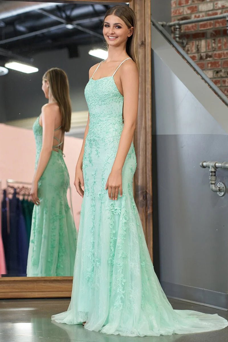 Lucille |Mermaid Spaghetti Straps Lace Prom Dress