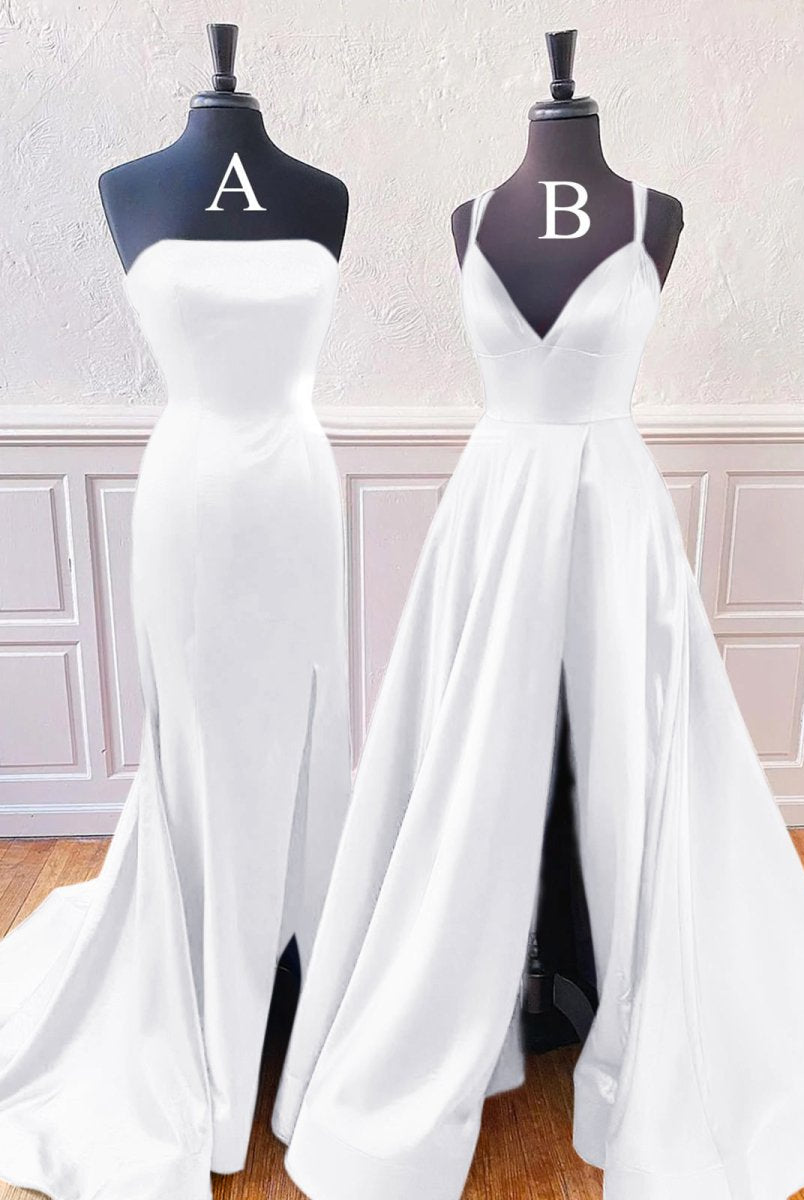 Mirabel | Burgundy Sleeveless Satin Long Prom Dress With Split