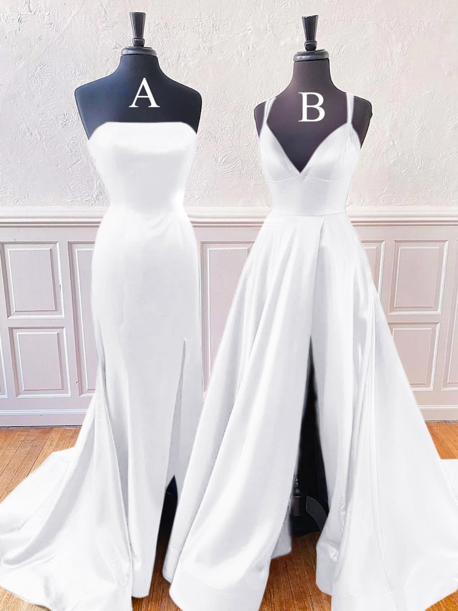 Mirabel | Burgundy Sleeveless Satin Long Prom Dress With Split