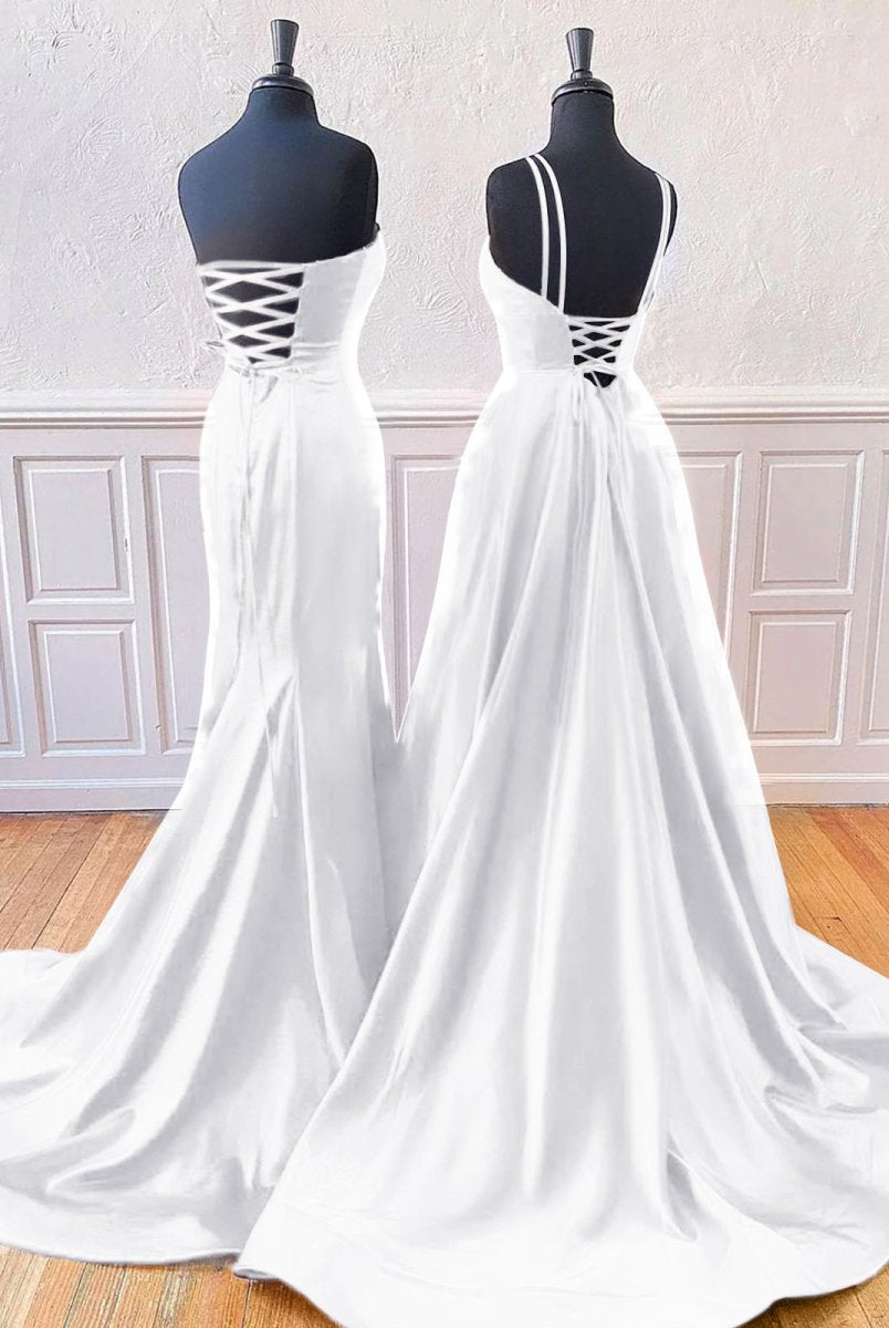 Mirabel | Burgundy Sleeveless Satin Long Prom Dress With Split