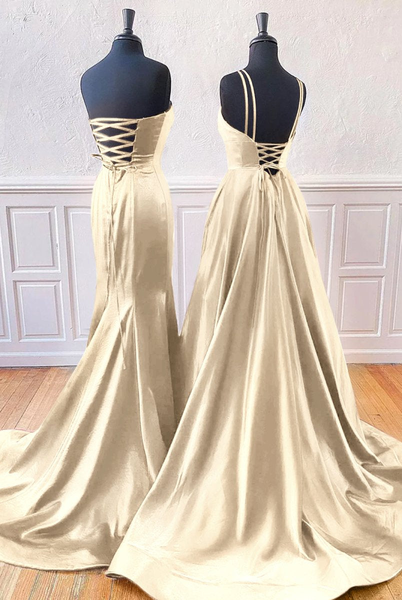 Mirabel | Burgundy Sleeveless Satin Long Prom Dress With Split