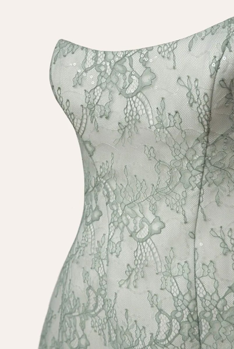 Mireille | Sage - A Line Scoop Neck Short Homecoming Dresses With Lace Appliques