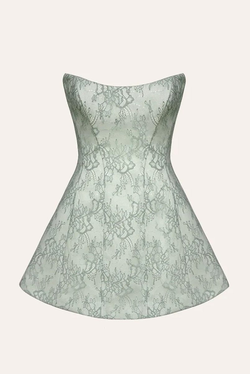 Mireille | Sage - A Line Scoop Neck Short Homecoming Dresses With Lace Appliques