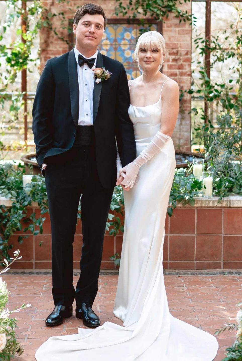 Modern Mermaid Spaghetti Charmeuse Wedding Dress With Chapel Train And Tied Back