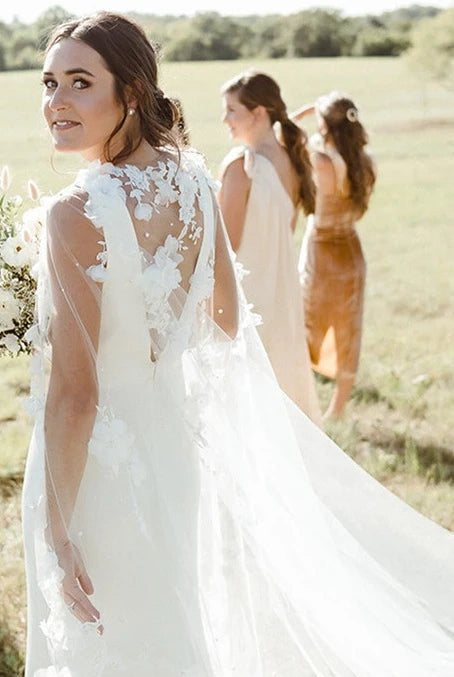 Modern Sheath V-neck Satin Sweep Train Wedding Dress