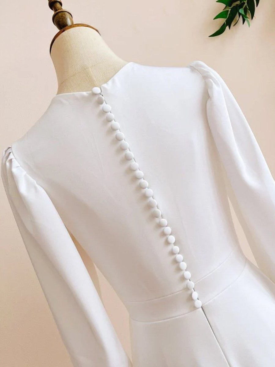 Modest A Line Long Sleeves Wedding Dress Vintage Gown