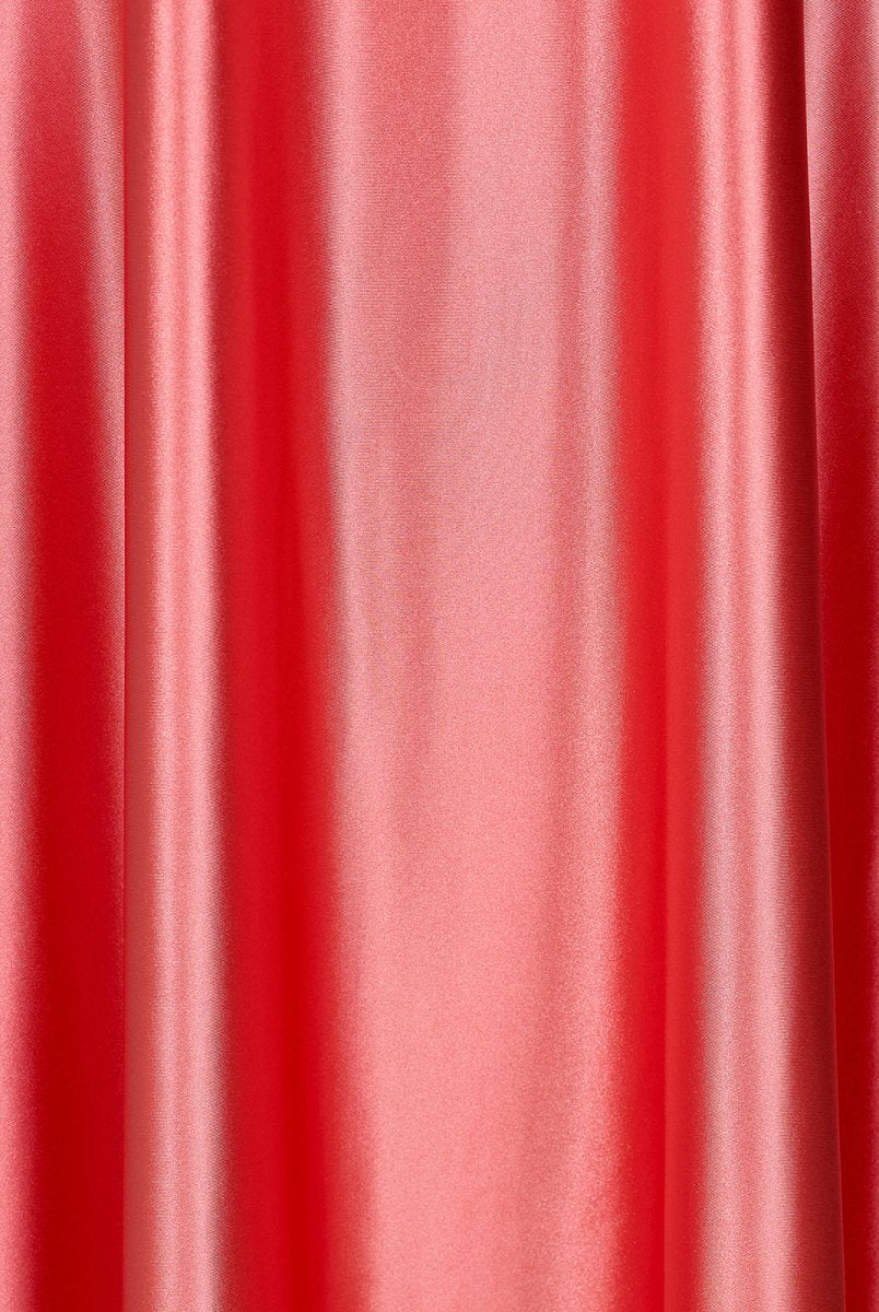 Nadine | Coral Strapless Back Tie Satin A - line Prom Dress - KissProm