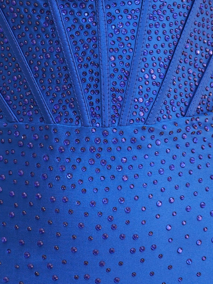 Nadirae | Royal Blue - Strapless Bodycon Satin Ruffles Short Homecoming Dresses With Beading