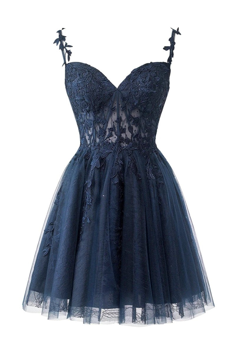 Mona | A Line Sweetheart Mint Appliques Short Homecoming Dresses