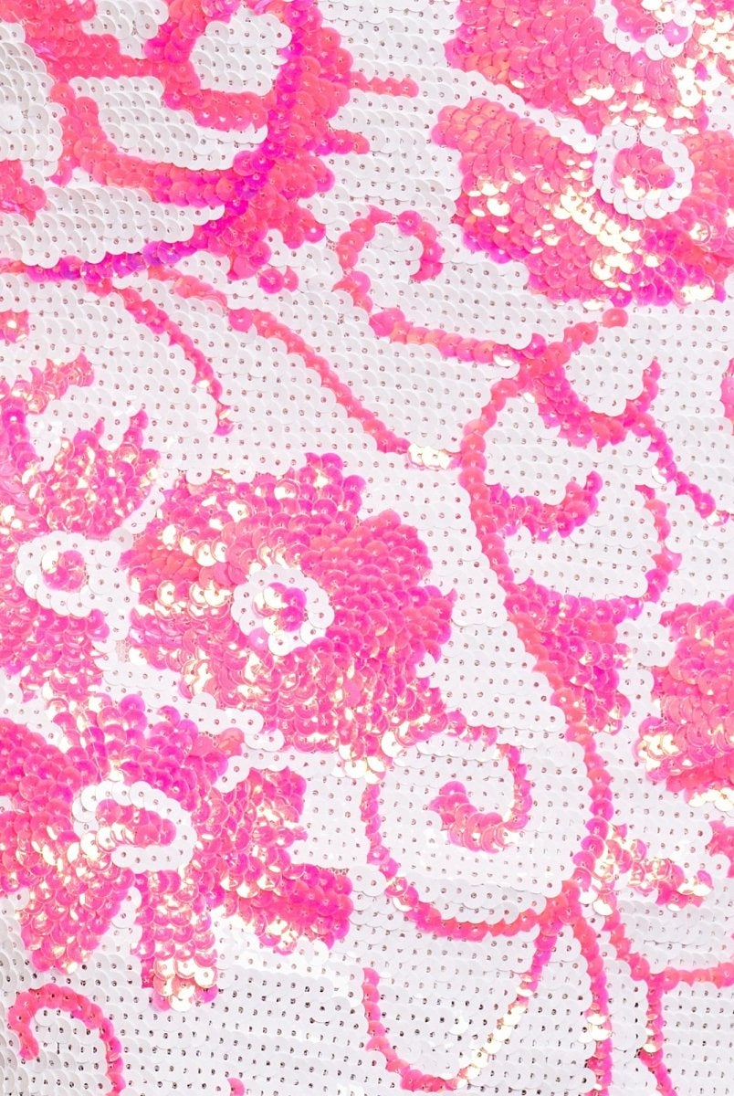 Nerys | Orange Plunging Neckline Floral Sequins Short Tight Homecoming Dress