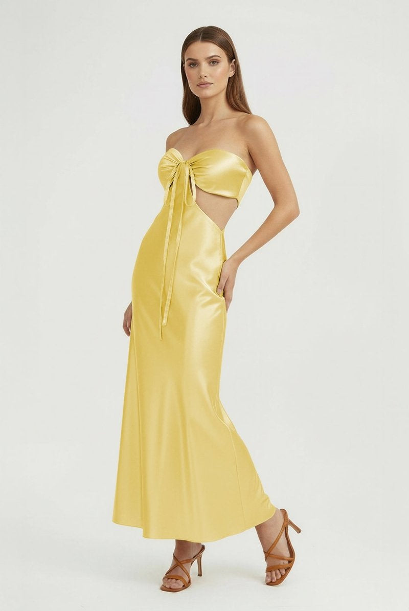 Ninelle | Aqua - Strapless Sheath Satin Open Back Prom Dresses With Cutout - KissProm