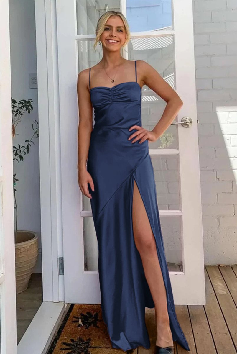 Notori | Spaghetti Straps Sheath Long Prom Dresses With Split