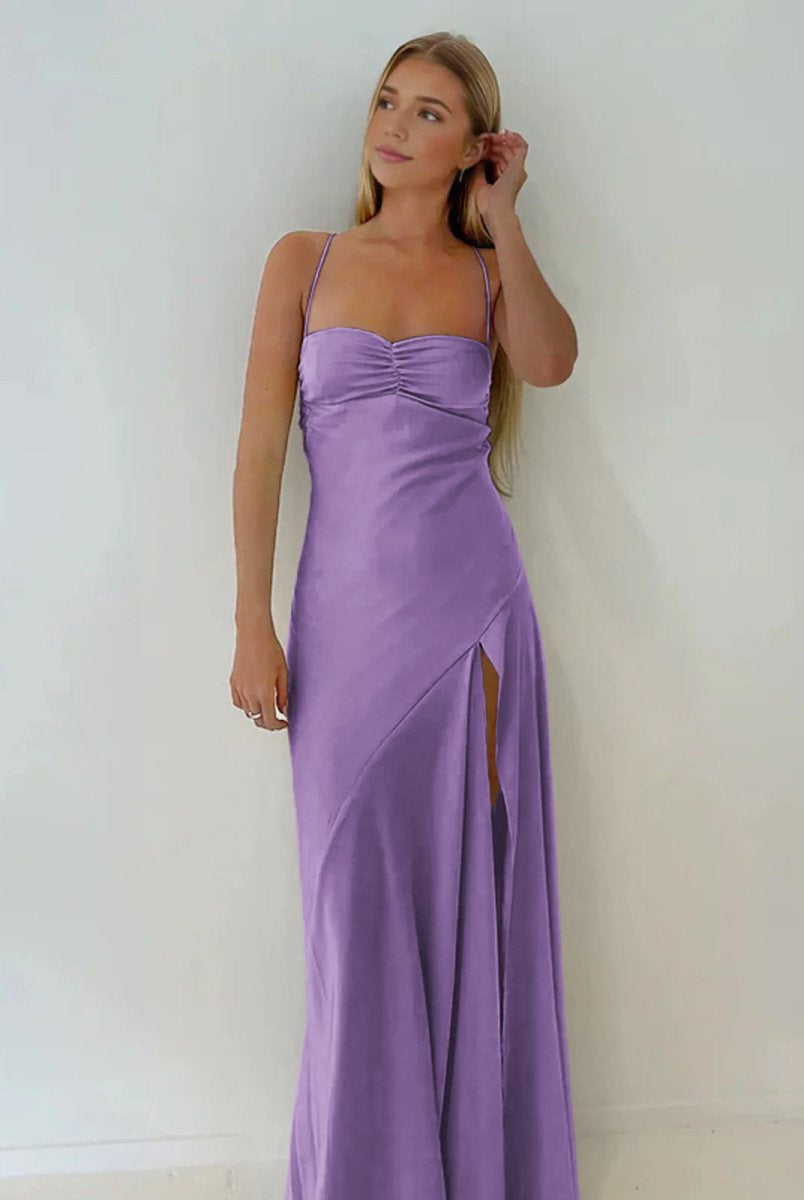 Notori | Spaghetti Straps Sheath Long Prom Dresses With Split