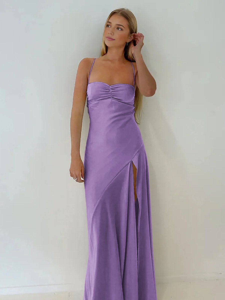 Notori | Spaghetti Straps Sheath Long Prom Dresses With Split