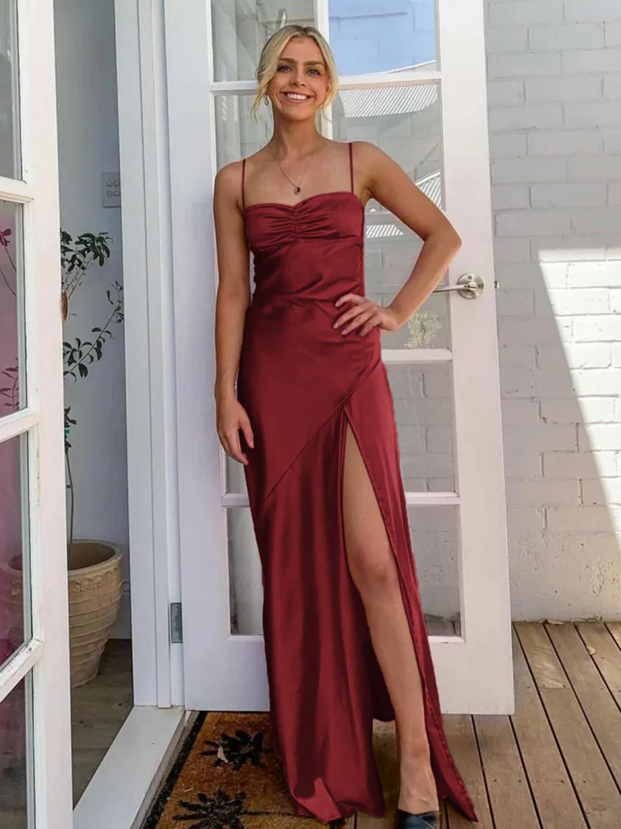 Notori | Spaghetti Straps Sheath Long Prom Dresses With Split