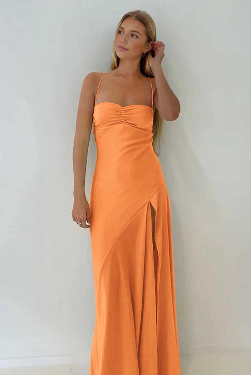 Notori | Spaghetti Straps Sheath Long Prom Dresses With Split