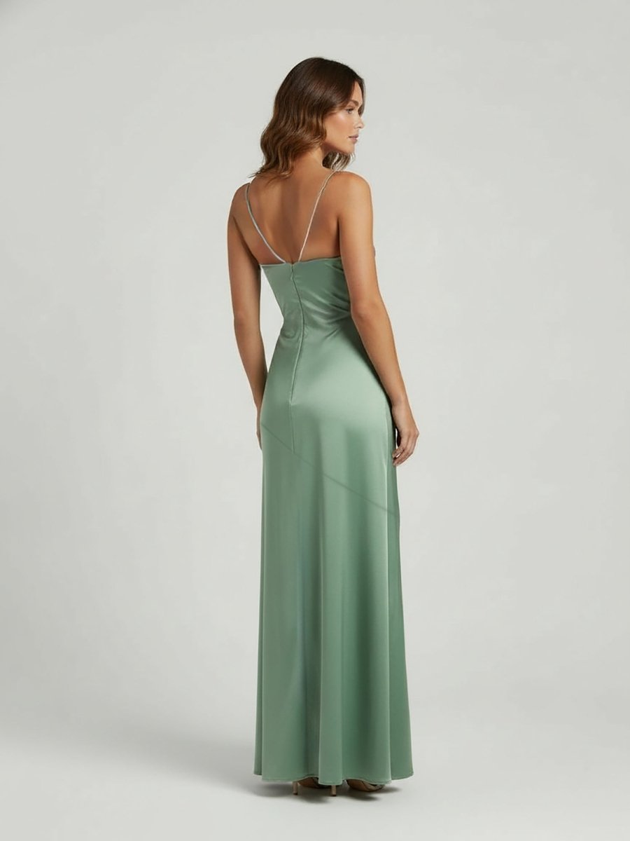 Notori | Spaghetti Straps Sheath Long Prom Dresses With Split - KissProm
