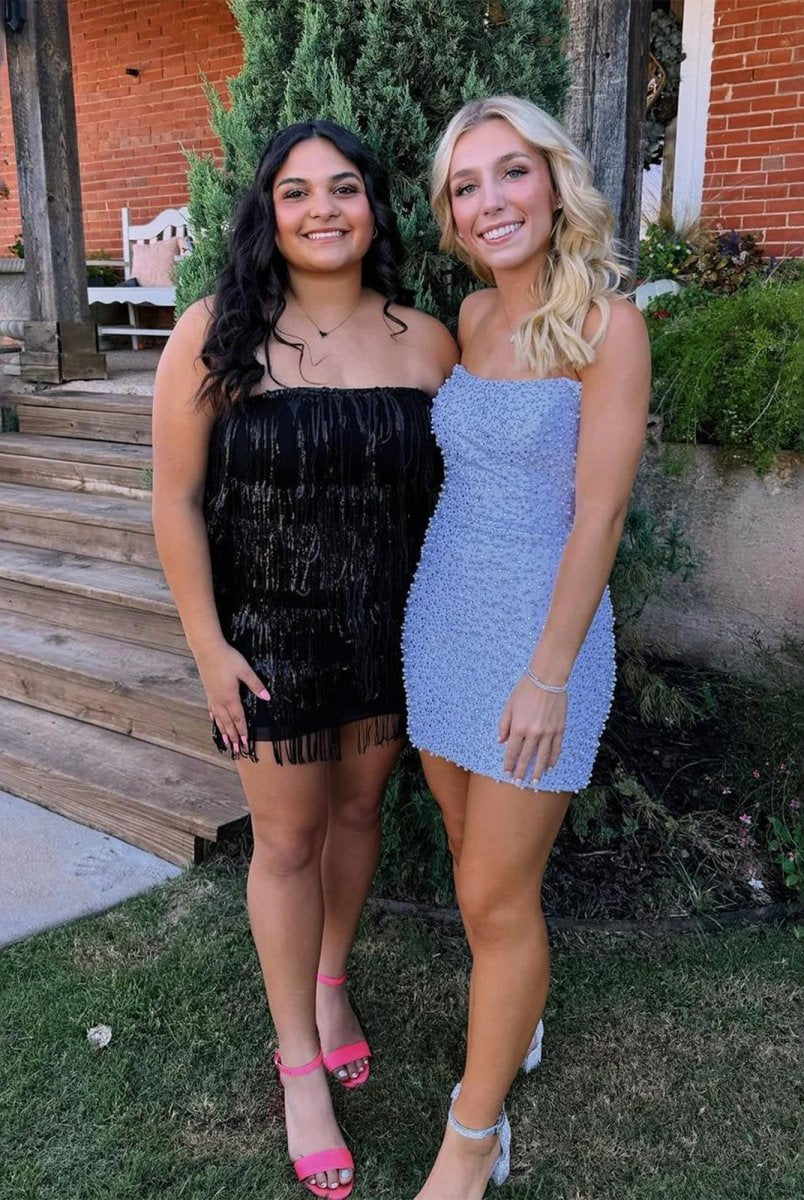 Novalee | Lilac - Bodycon Strapless Short Homecoming Dresses With Beadings