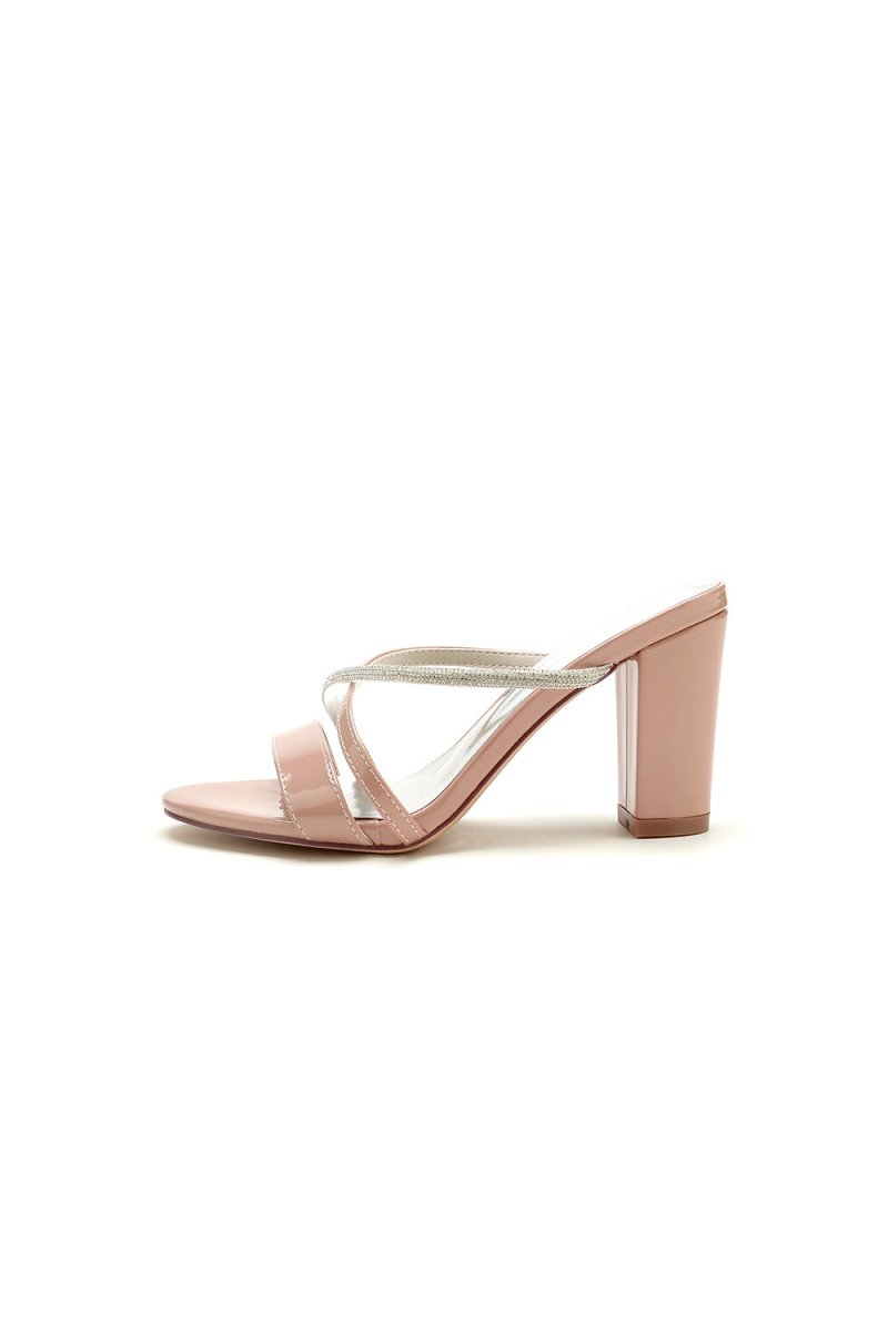 Nude Pink and Silver High - Heeled Sandals - KissProm