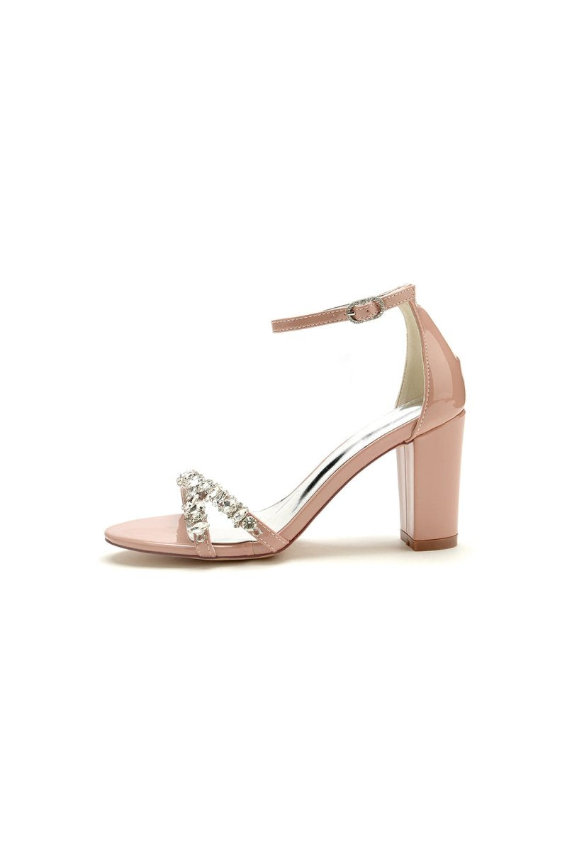 Black High Heels with Crystal Ankle Strap - KissProm