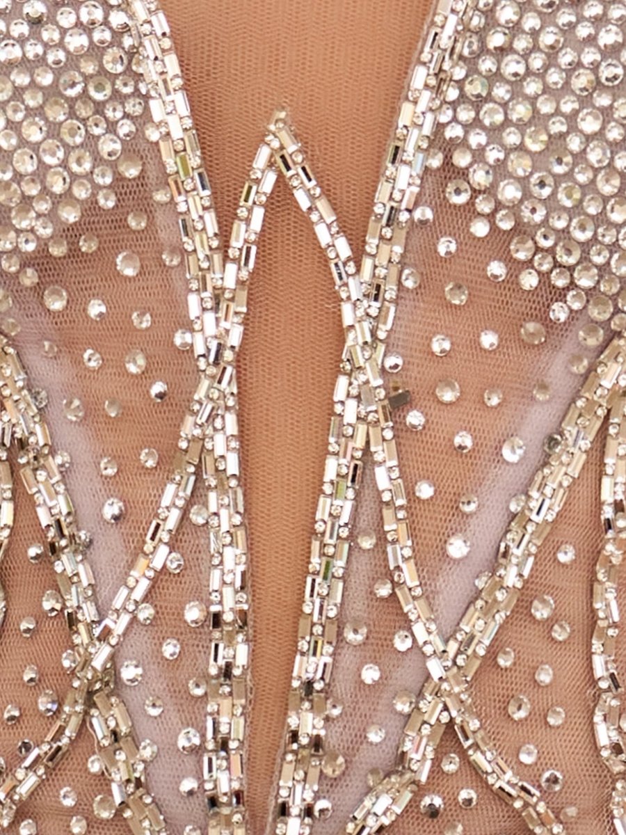 Odilee | Silver V Neck Satin Sequins Sheath Short Homecoming Dress