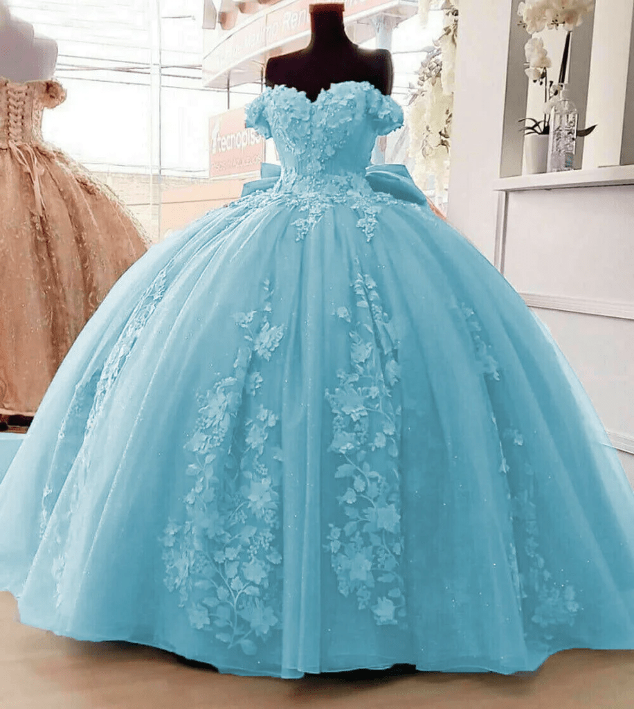 Two-Piece Quinceañera Dress with Floral Appliqués main image 1
