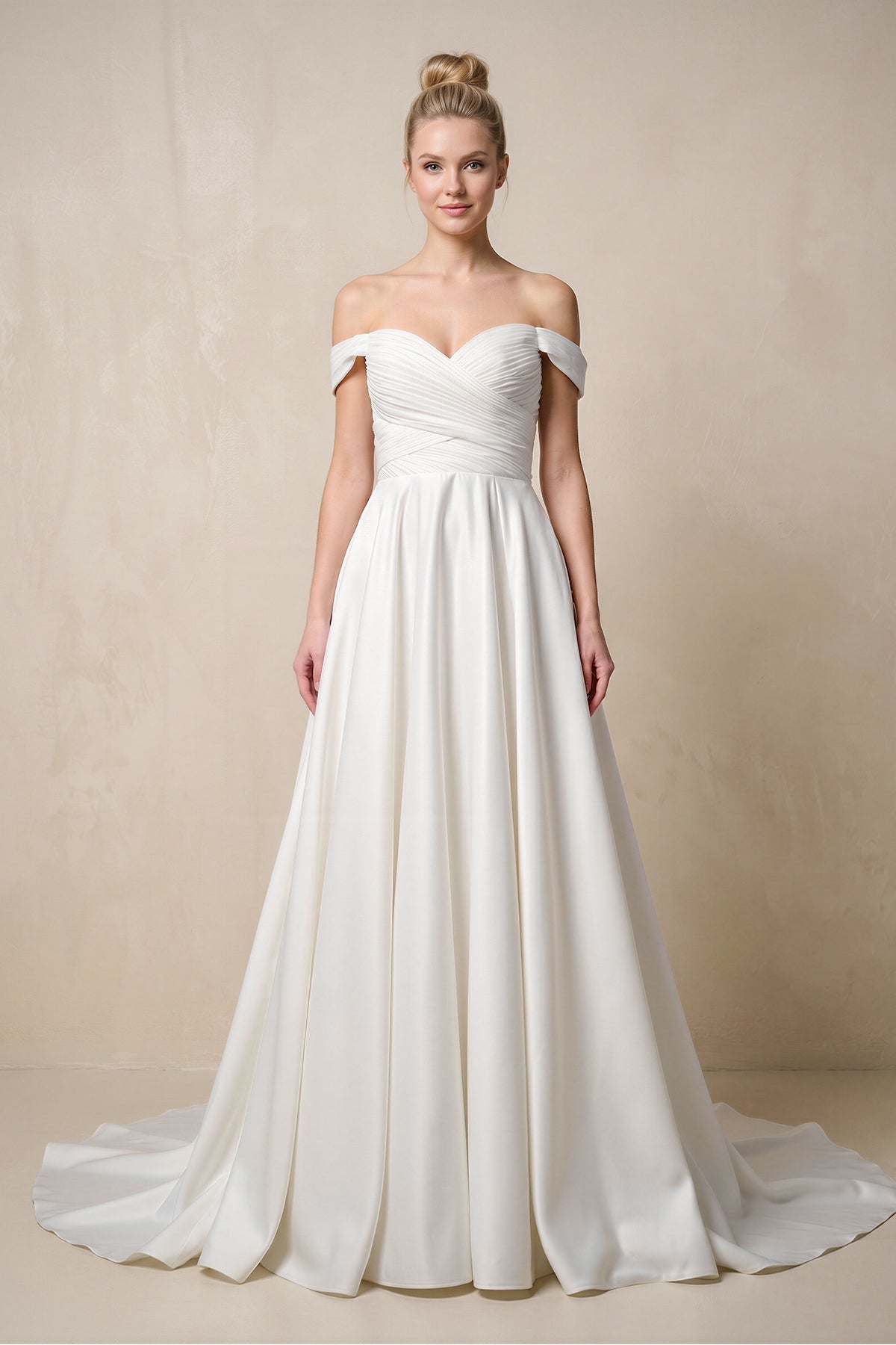 Vintage Off-the-Shoulder Bridal Ball Gown