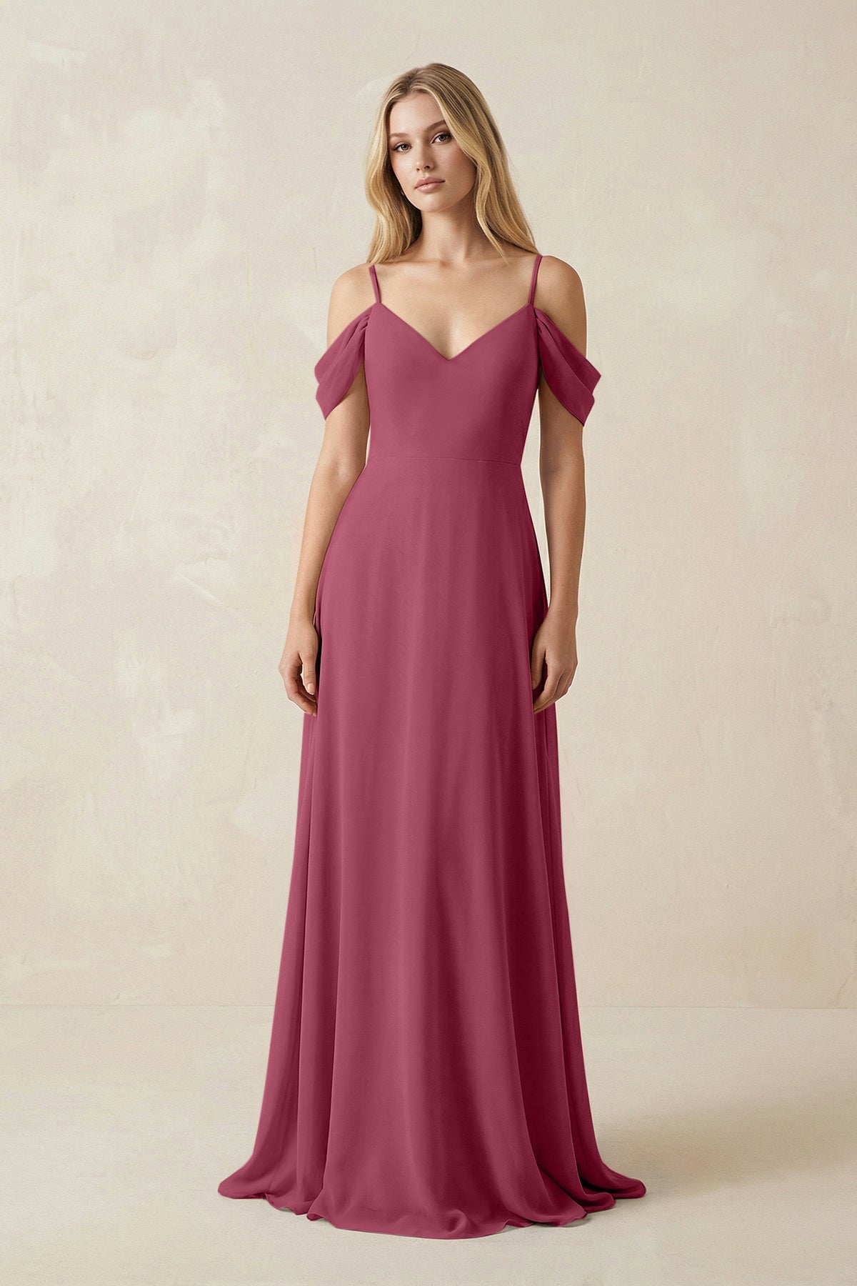 bridesmaid dresses desert rose One-Shoulder Draped Skirt Satin Trumpet Gown