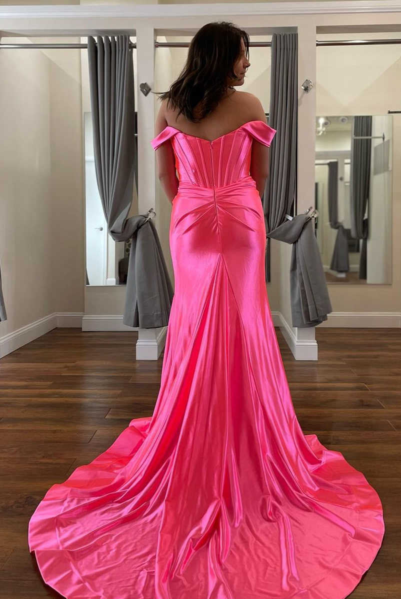 Off the Shoulder Royal Blue Prom Dress with Train