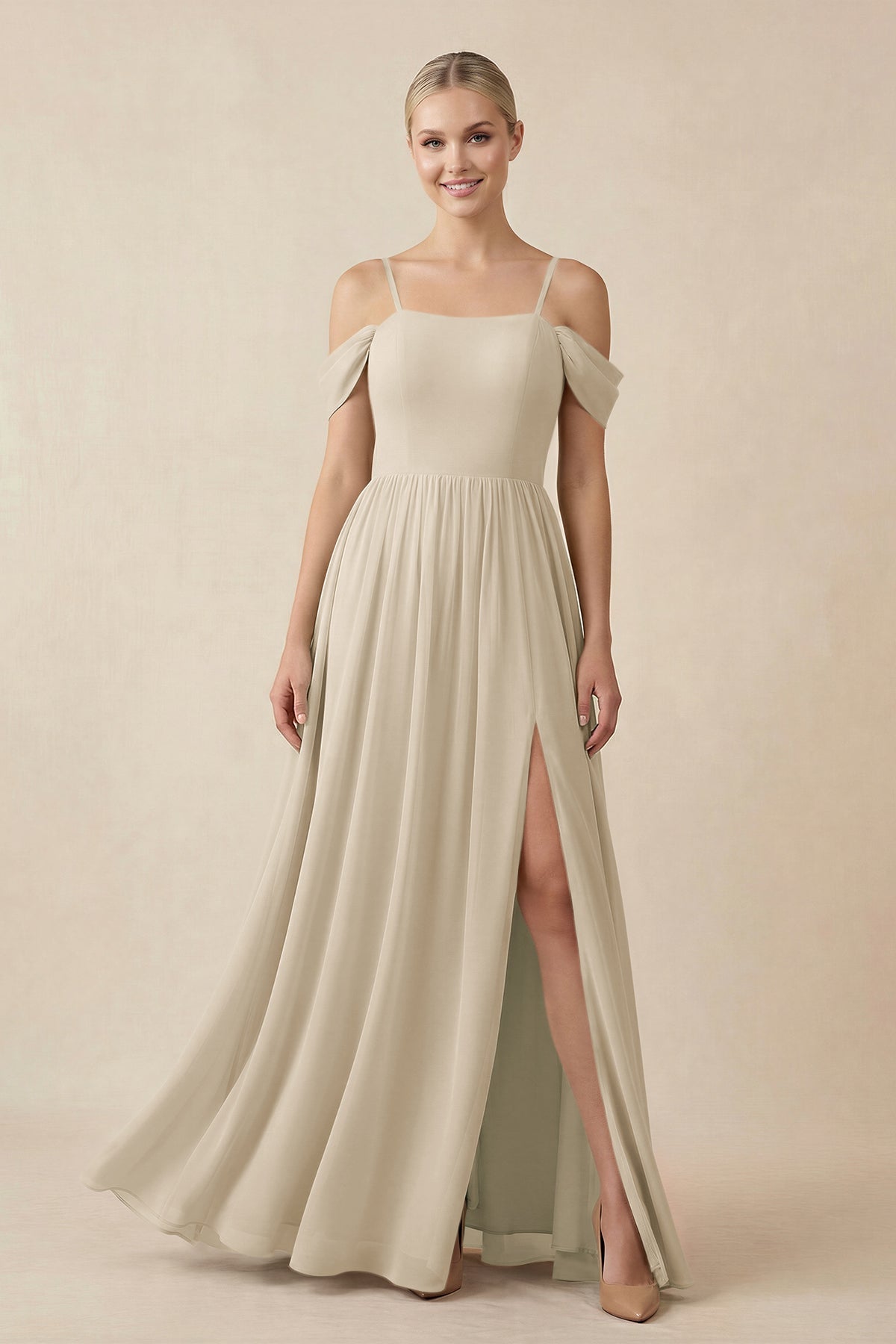 champagne bridesmaid dresses off the shoulder KissProm Off-the-Shoulder Sweetheart A-Line Chiffon Dress in Champagne, / 30 shoulder neckline and soft attr:fabric-cotton Nuuly Dresses Haul: My Color:White Baroque Floral