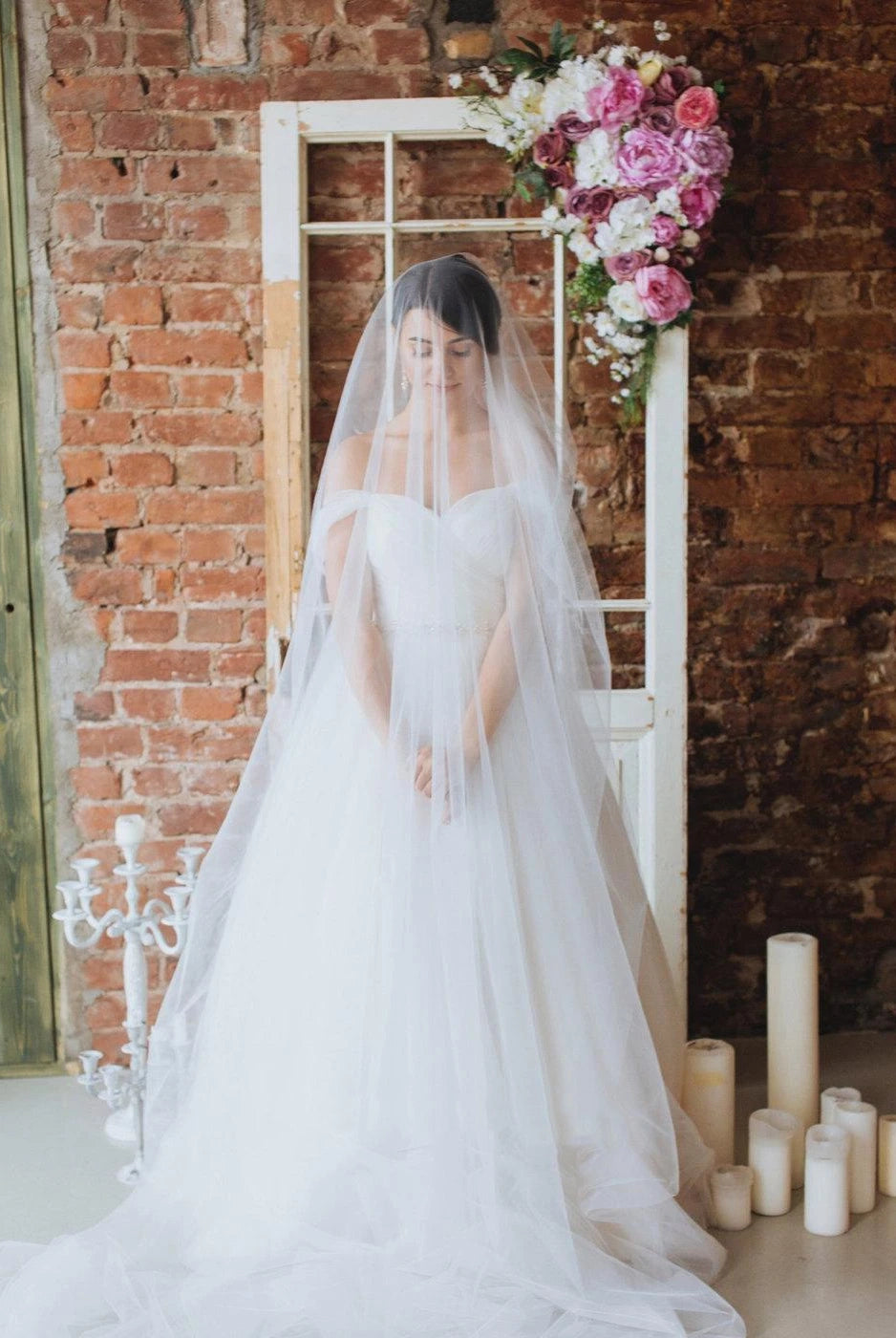 Off-The-Shoulder Tulle Ball Gown Sweep Train Dress