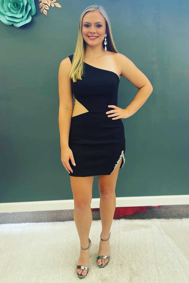 Yedda | One-Shoulder Cutout Short Party Dress with Slit