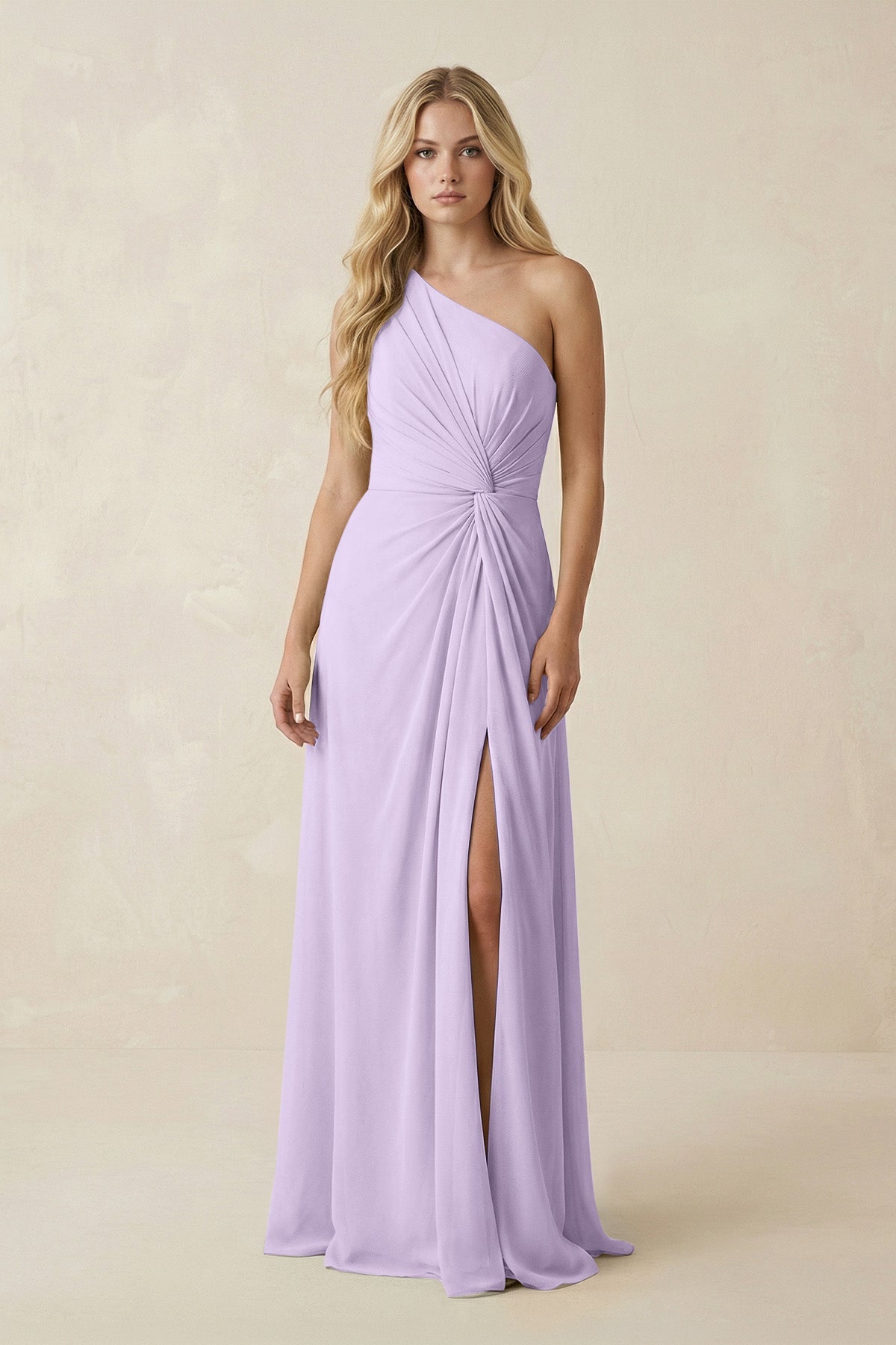 one shoulder lavender bridesmaid dresses KissProm One-Shoulder Ruched A-Line Chiffon Dress in Lavender, / 12 Womens dresses