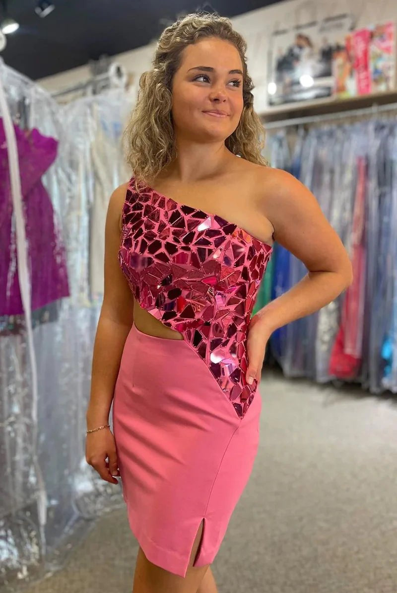 Perdita |Sheath One Shoulder Homecoming Dress with Slit