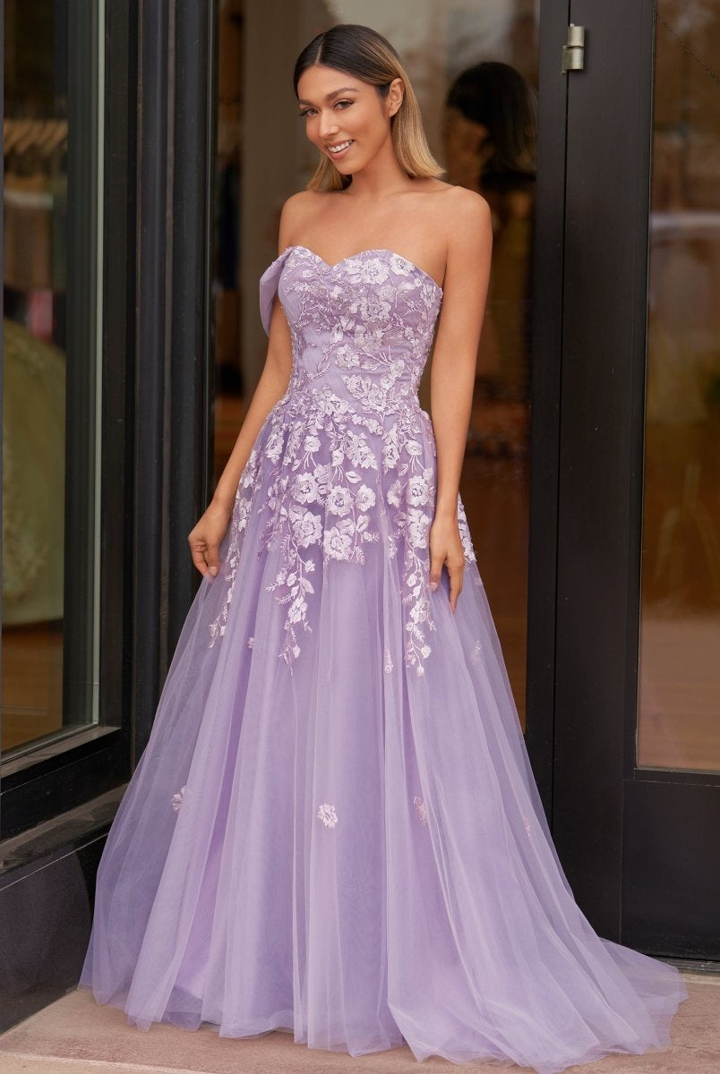 Sweet-Heart Tulle One Shoulder Floor Length Prom Dress