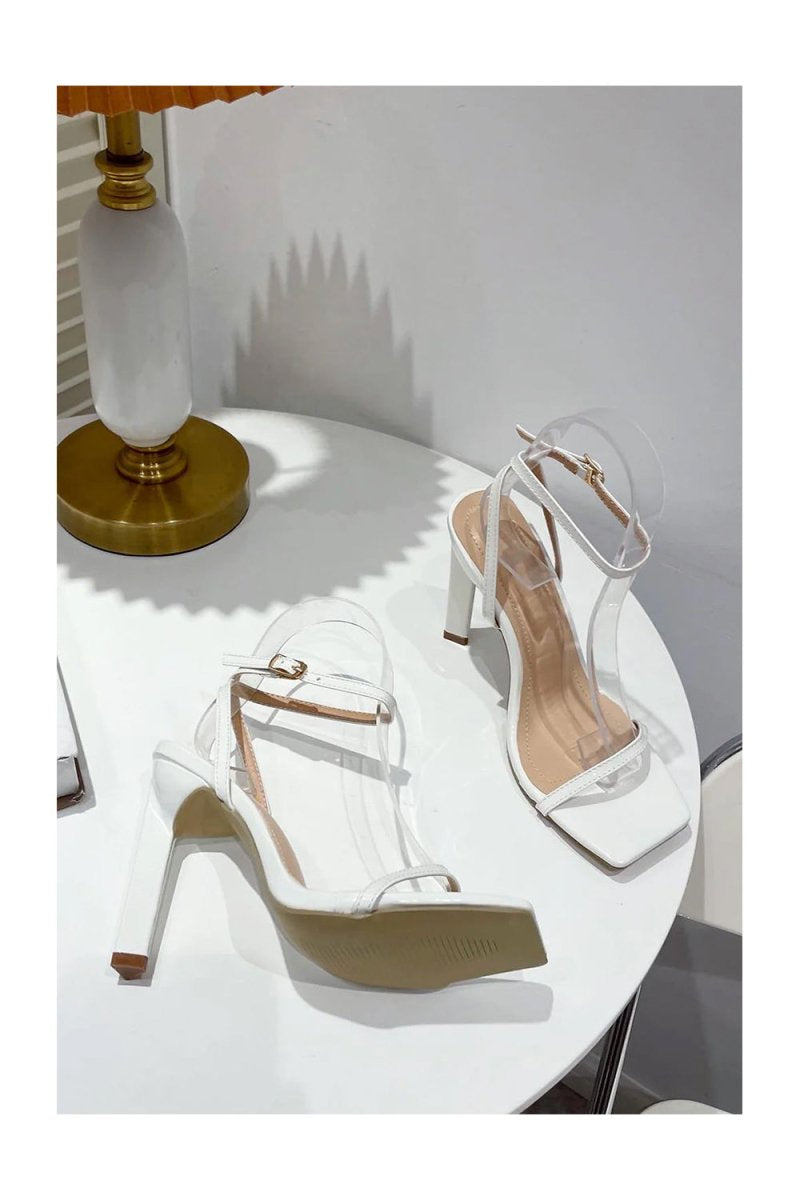 One Word with Square Head Thick High Heels - KissProm