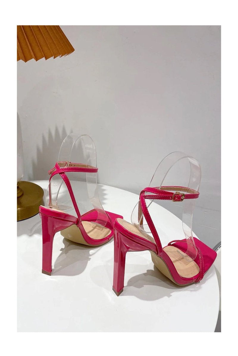 One Word with Square Head Thick High Heels - KissProm