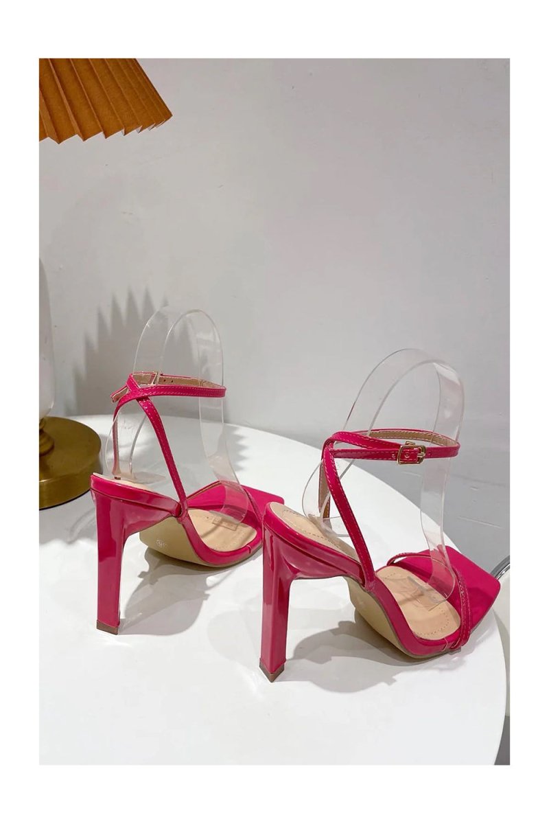 One Word with Square Head Thick High Heels - KissProm