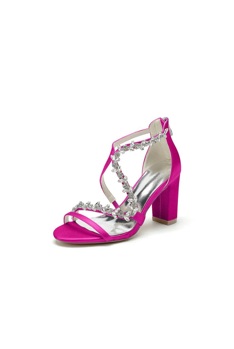 Open Point Toe Rhinestone Beaded Wedding Shoes - KissProm