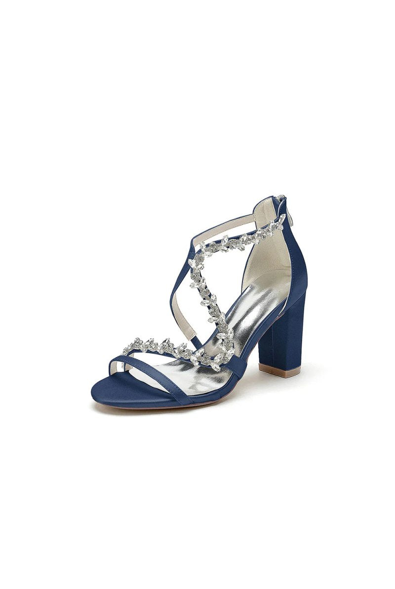 Open Point Toe Rhinestone Beaded Wedding Shoes - KissProm