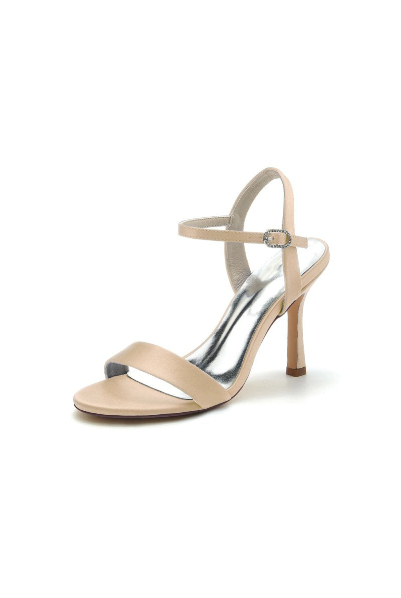 Open Toe Ankle Strap Satin Party Shoes