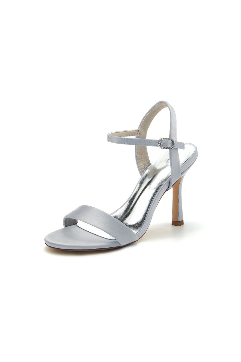 Open Toe Ankle Strap Satin Party Shoes