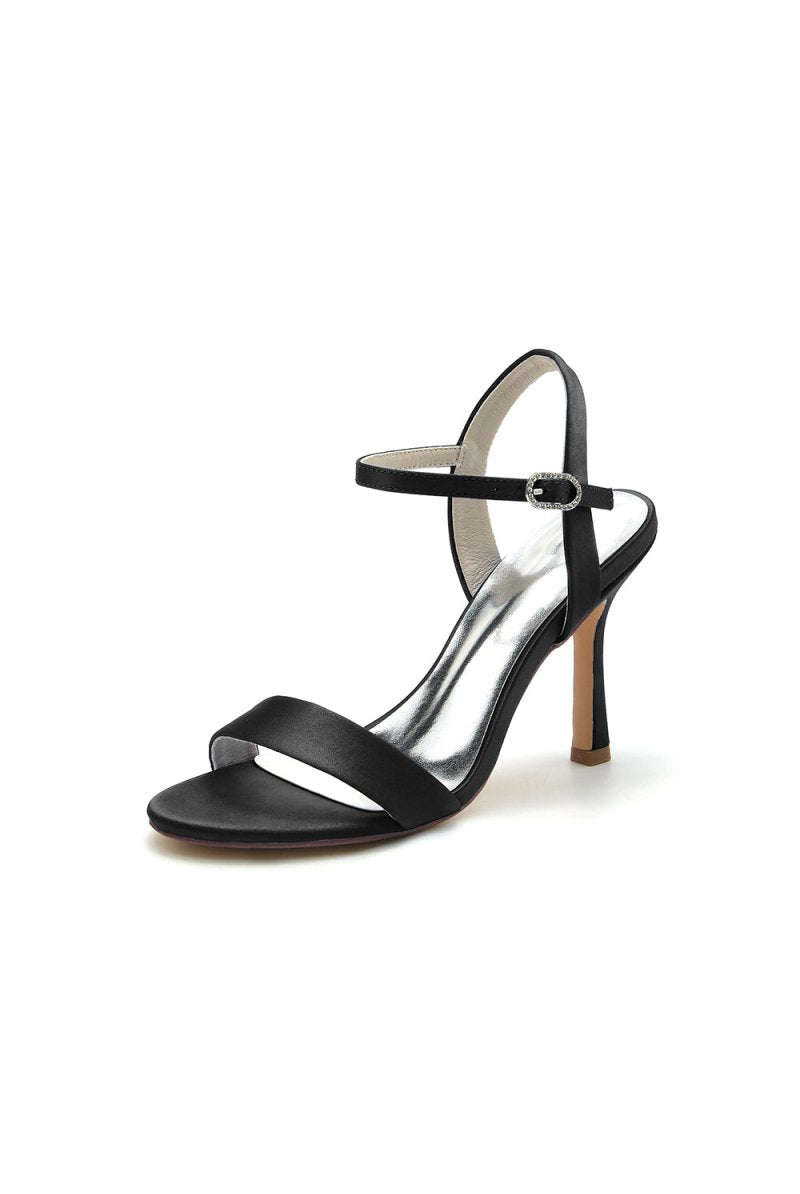 Open Toe Ankle Strap Satin Party Shoes