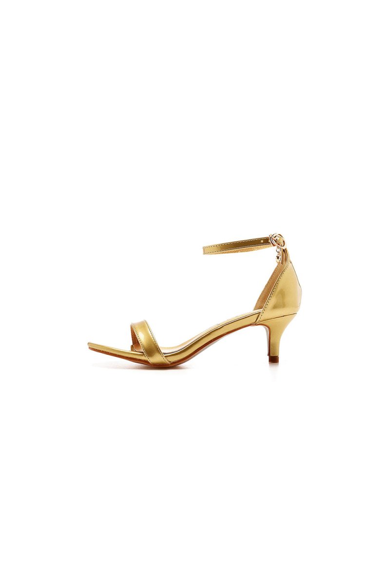 Open Toe Ankle Strap Wedding Kitten Heels - KissProm