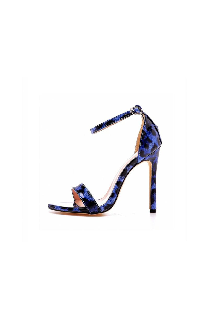 Open Toe Leopard Print Ankle Strap Stiletto High Heels - KissProm