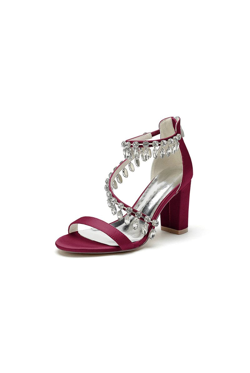 Open Toe Slingback Strap Tassel High Heels - KissProm