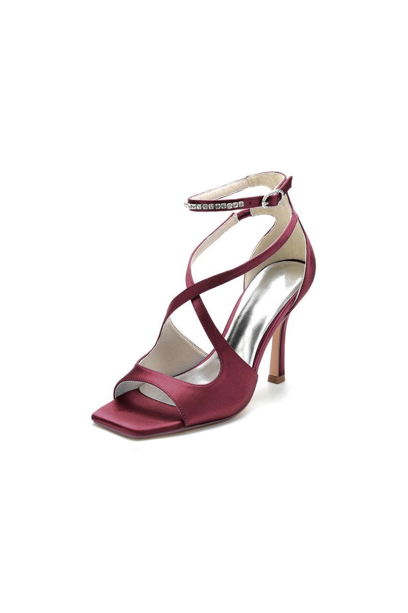 Open Toe Wedding Shoes with Straps - KissProm